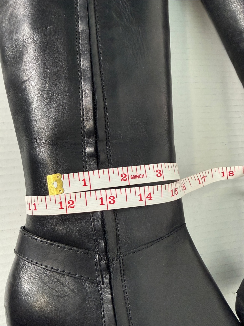 Lauren Ralph Lauren TIA Black Leather Knee-High Wedge Boots Size 7 - Picture 14 of 15